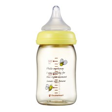DOUBLEHEART SofTouch 蜜蜂款仿母乳親餵PPSU奶瓶, 黃色蜜蜂款, 0個月以上, 160ml, 1個