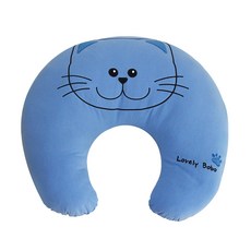 ANINARA 微笑貓咪肚臍擁抱靠墊, 波波(藍色)