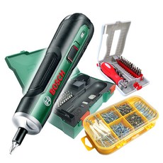 보쉬 푸쉬 전동드라이버 DIY 종합세트, 전동 드라이버세트 + 수동 정밀 드라이버세트 + 기본 철물종합 250p 세트, 1세트