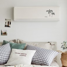 PRIELLE 棕櫚樹刺繡彈性壁掛式冷氣機罩, 象牙白