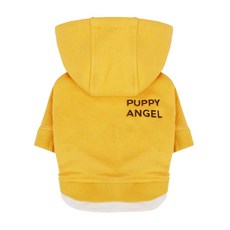 PUPPY ANGEL 基本款徽標膠帶連帽寵物 T恤, 289 Yellow