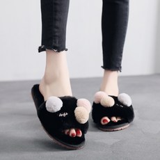 올나인 큐티 폼폼 털 방한 슬리퍼