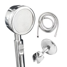 IRONFITTING 開/關生態節水淋浴頭+淋浴線1.5m +吸附衣架, 1套, 銀色