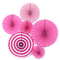 派對紙扇裝飾 6款組合, 粉色的