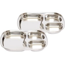 S.U COMPANY 不鏽鋼3格式餐盤, 單色, 2入