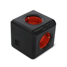 chunha PowerCube 1250BC 原創彩色 USB 2.0 延長線 4孔, 75mm, 1個, 黑色