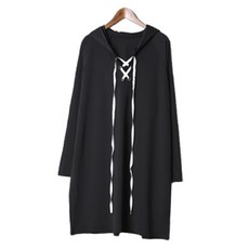 Eomjjang 孕婦寬鬆長款連帽長袖綁帶上衣