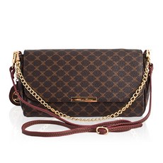 CCREANG 皮革拼接迷你斜背包 肩背包 S705, 棕色