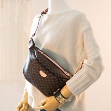 CCREANG 皮革拼接單肩包 腰包 旅行用斜背包 S738, 米色