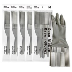 橡膠手套 M號, 灰色的, 5個, 中( M)