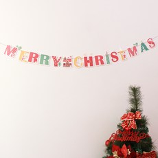 더솜씨 聖誕快樂拉旗 2入, 混合顏色, 2個