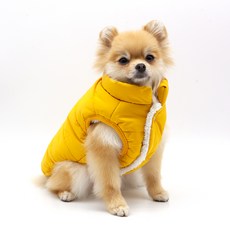 狗狗素色鋪棉背心, 黃色