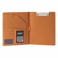 Mungudam 夾式報告文件夾 32.5 x 25 x 2.5 cm + 12位數計算機, 金棕色, 1套