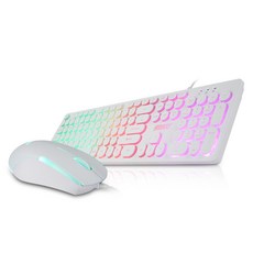 ABKO HACKER RGB LED 薄膜鍵盤 + 鼠標, KM110, 白色, 一般型