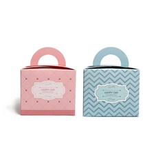 迷你米蛋糕禮物盒 粉紅鑽石 10入 + 藍色波浪 10入 組, 混合顏色, 1套