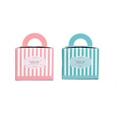 Picnic House 迷你年糕蛋糕禮物盒 粉紅線條 10入 + 藍色線條 10入 組, 混合顏色, 1套