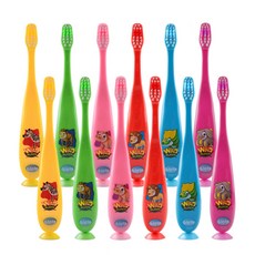 b.brite 兒童卡通圖案牙刷6件組, 鱷魚款+斑馬款+猴子款+河馬款+獅子款+大象款, 1組, 2組