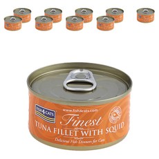 피쉬포캣 생후 3개월 이상 고양이 주식캔, 참치+오징어, 70g, 10개