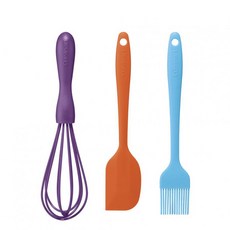쿠진아트 베이킹 3종세트, 실리콘 거품기 + 실리콘 주걱 + 실리콘 브러쉬, 혼합색상, 1개