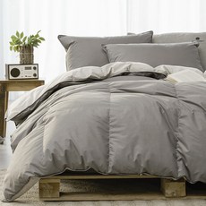 La Pomme 素色嚴寒用絎縫棉被+被套組, 炭灰色