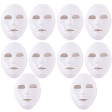 PARTYSHOW 白色塑料面具 10入, 單色