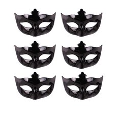 PARTYSHOW 歌劇 亮面半臉面具 6入, 黑色