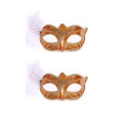 PARTYSHOW 威尼斯摩登半臉面具, 金色, 2個