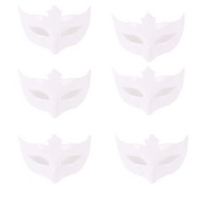 PARTYSHOW 歌劇 亮面半臉面具 6入, 白色