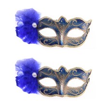 PARTYSHOW 威尼斯摩登半臉面具, 藍色, 2個