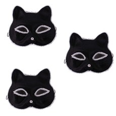 PARTYSHOW 絲絨貓咪面具 3入, 黑色, 3個