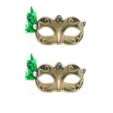 PARTYSHOW 威尼斯摩登半臉面具, 綠色, 2個