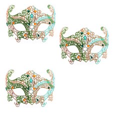 PARTYSHOW 威尼斯淑女半臉面具, 綠色, 3個