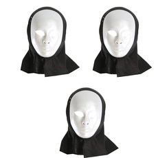 PARTYSHOW 高級歌劇連帽面具 3入, 珍珠白, 3個