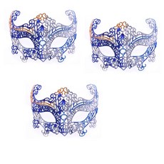 PARTYSHOW 威尼斯淑女半臉面具, 藍色, 3個