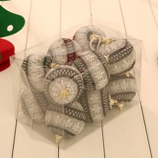 聖誕樹裝飾針織球裝飾品 小, 灰色, 1個