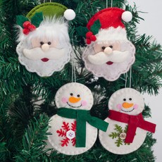 聖誕毛氈飾品聖誕老人 2p + 雪人 2p 套組, 混色
