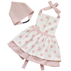 SEMOMS 女童圓點印花荷葉邊圍裙+帽子