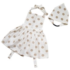 SEMOMS 女孩童棕色圓點荷葉邊圍裙組