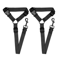 meongmoongs 汽車掛狗安全帶, 黑色的, 2個