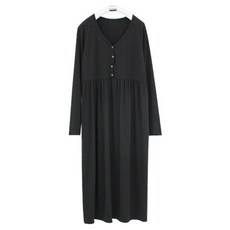 PANG PANG SHOP 孕婦素色長袖連身裙