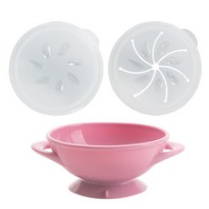 AGAFURA 矽膠吸附式餐碗組, 粉色, 1組, 吸盤餐具+輔食蓋+杯蓋