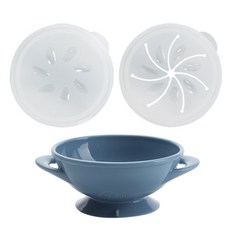 AGAFURA 矽膠吸附式餐碗組, 寶藍色, 1組, 吸盤餐具+輔助蓋子+零食碗蓋