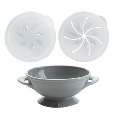 AGAFURA 矽膠吸附式餐碗組, 灰色, 1組, 吸盤餐具+輔食蓋+杯蓋