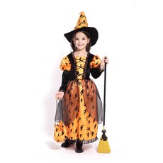 女孩橙色女巫服裝