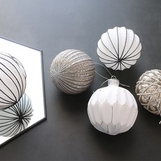 MORIANN 手工精品玻璃球套組 5 件聖誕飾品, 甲、乙、丙、丁、乙