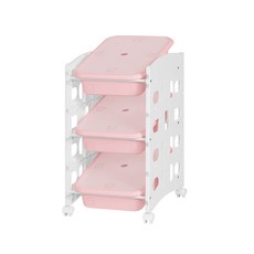 스마일 이동식 트롤리 white A3p, 러브핑크