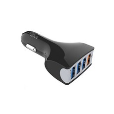 Nexone 車用4孔USB快充, 黑色, NX-379