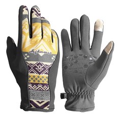 HIGH MOUNT 波西米亞風觸控冬季保暖手套, 灰色