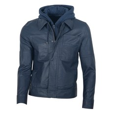 Well Spring 男款連帽可拆口袋皮革長袖外套 MCOWS7070W9