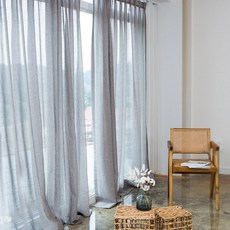 Home in Home男士蝴蝶褶亞麻窗簾 2入組, 棕色的